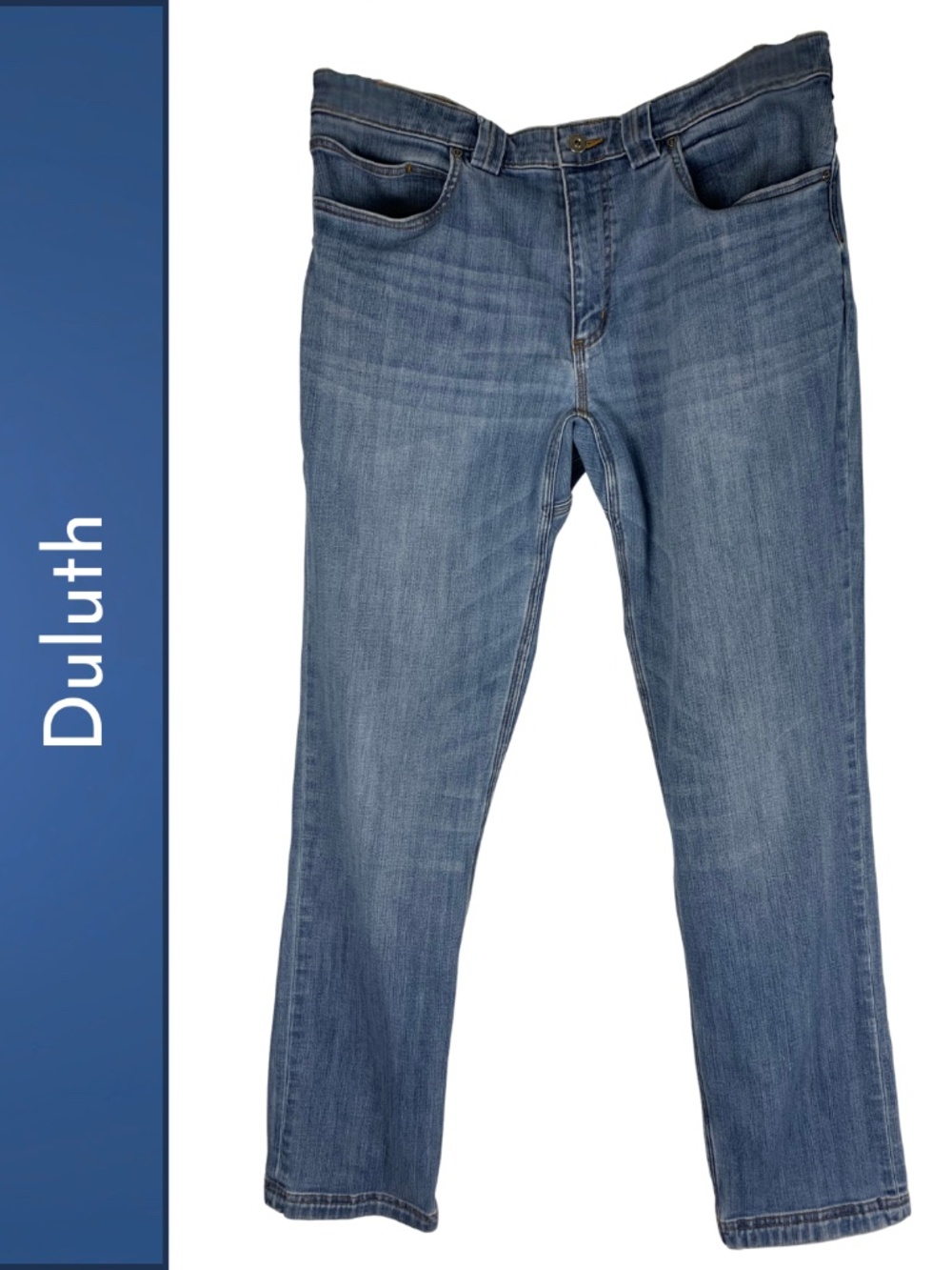 Duluth Trading Co Slim Men’s Denim Jeans in Light Blue Wash Size 36x34 Workwear